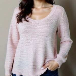 Cotton by Autumn Cashmere Blush Pink Sweater Size M Lightweight Knit Pullover